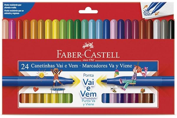 Canetinha Vai e Vem 24 Cores, Faber-Castell, 15.0124VVZF, Multicor