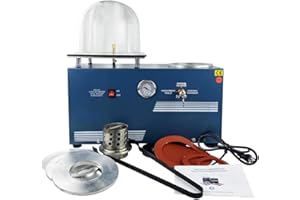 HIPOGT Vacuum Investing Casting Machine 1/2 HP, 3 CFM Lost Wax Cast Combination 2L with a 9" x 8" Bell Jar for jewelry processing factories and artwork manufacturers to make high-densit jewelry
