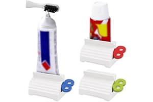 3Pcs Toothpaste Squeezer,Rolling Tube Toothpaste Squeezer,Multi-Purpose Toothpaste Dispenser with Seat Holder Stand for Bathr