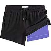 maamgic Mens 5 Inch Stretch Swimming Shorts Compression Liner Swim Trunks Swimwear Bathing Suits Beach Wear Swim Suits