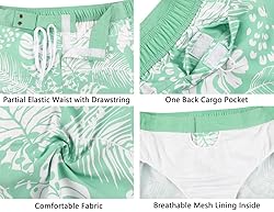unitop Swimsuit with Shorts Hawaiian Beach Pattern