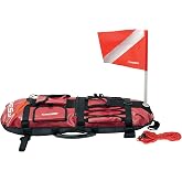 Spearfishing Signal Board Buoy - Spearguns Holder w/Line &amp; Flag - Pockets, Ring - Designed by Cressi: Quality Since 1946