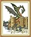 CaptainCrafts New Cross Stitch Kits Patterns Embroidery Kit - Dragon and Castle (White)