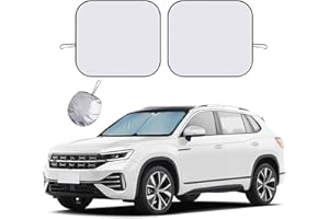 Ziciner 2 PCS Car Windshield Sun Shade, Auto Sun Heat and UV Rays Blocker, 28"×31" Foldable Automotive Front Window Sunshade Protector, Universal Vehicle Interior Accessories (Silver-M)
