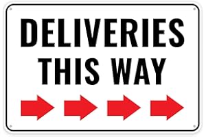 VENICOR 1PC Deliveries This Way Sign Right Arrow, 12 x 8 Inches - Aluminum - Packages Delivery Here Sign - Delivery Driver Instructions