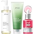 Anua 3-Step Glass Skin Beginner Set, Oil Cleanser and Face Wash with Facial Serum, Double Cleansing Daily Routine with Niacin