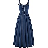 Scarlet Darkness Renaissance Dress Women Lace Up Cottagecore Sleeveless Long Dress Medieval Costume