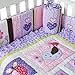 Brandream Crib Bedding Sets for Girls with Bumper Purple Owl and Elephant Nursery Bedding Set,8pcs