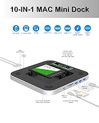 Mac Mini Docking Station, USB C hub 10Gbps SD/TF