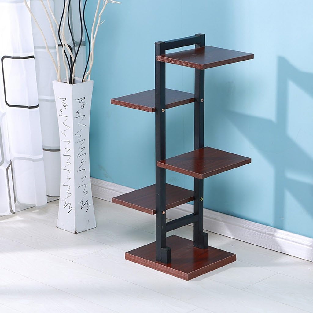 XIAOPING Iron Flower Frame Living Room Multi-layer Floor Pot Rack Indoor Bedroom Balcony Plant Stand (Color : Teak black)