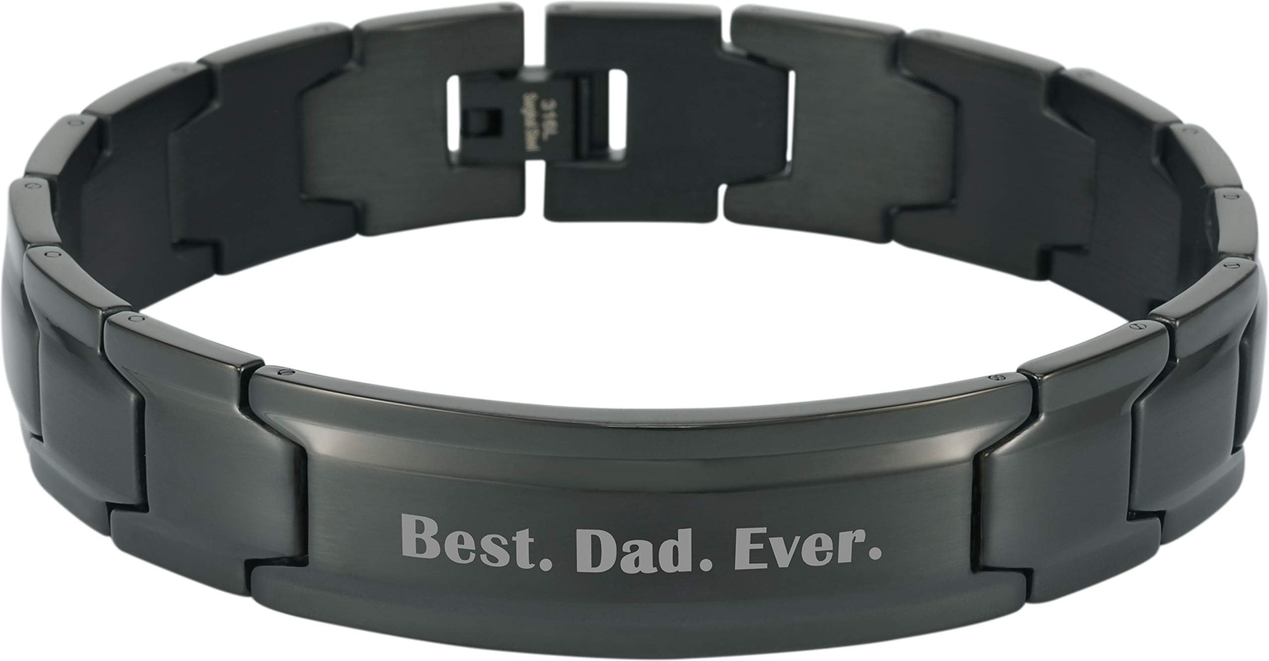 Elegant DAD & Father Themed Men's Wide Bracelet Surgical Grade Steel, Many Styles to Choose from