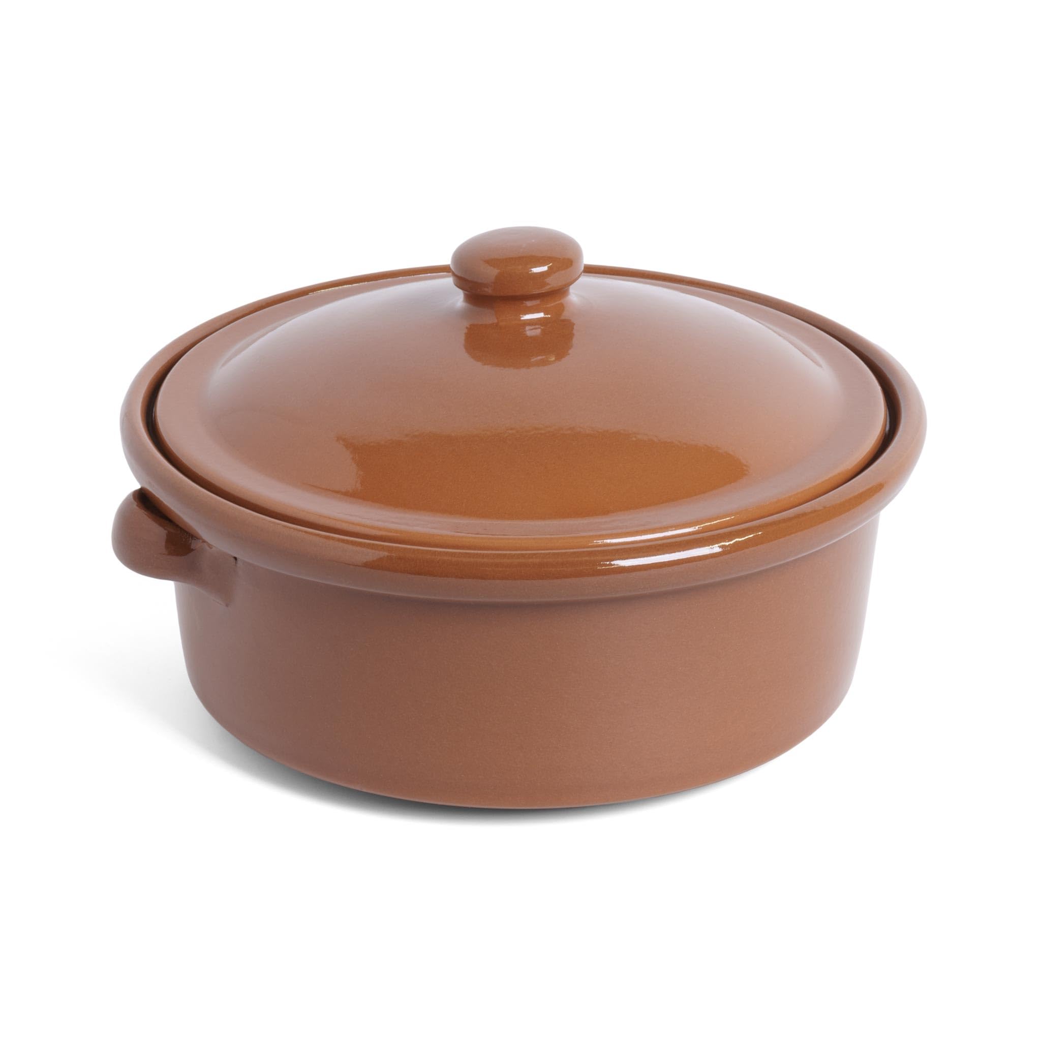 Amazing Cookware SB116 Natural Terracotta 2 Litre, Round Casserole Dish, 24cm, Brown