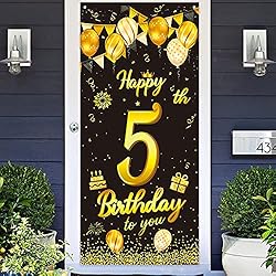 wongmode Happy 5th Birthday to You Door Banner