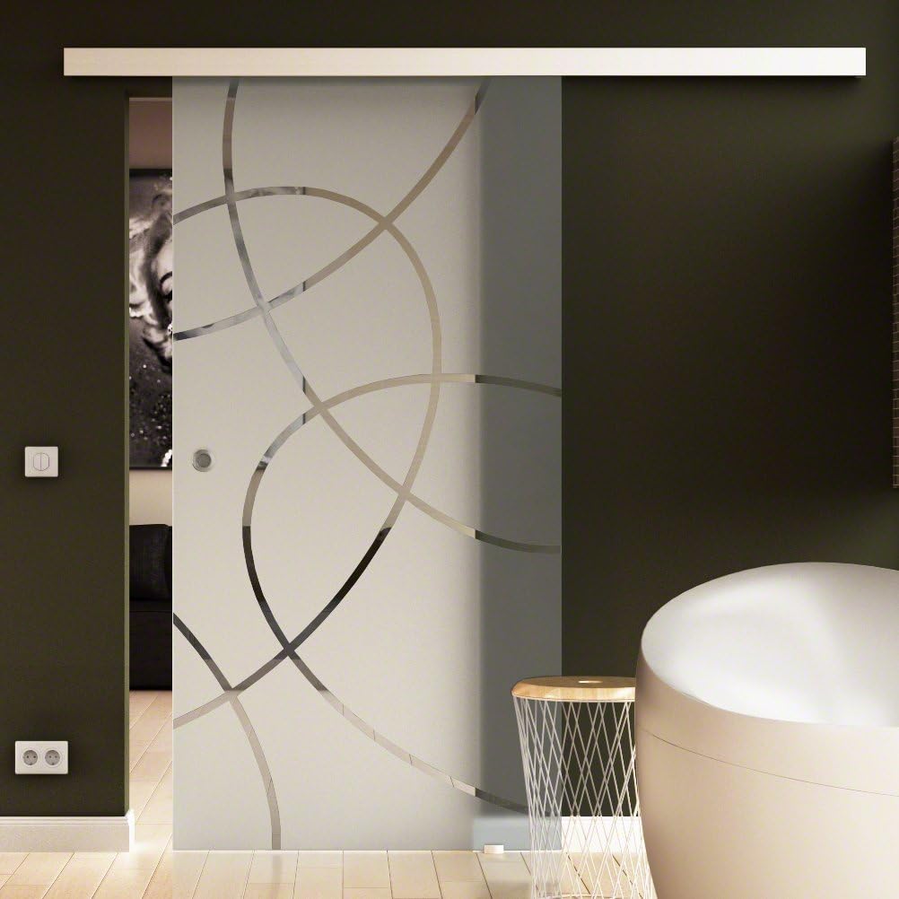 Glasschiebetur 775x2050 Mm Vollsatiniert Blickdicht Levidor Basic System Komplett Laufschiene Und Muschelgriffen Schiebetur Aus Glas Fur Innenbereich Esg Sicherheitsglas Amazon De Baumarkt