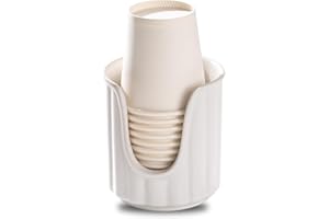 TANEW Ceramic Bathroom Cup Dispenser with Stylish Vertical Stripes - Dixie Cup Dispenser & Mouthwash Cup Holder Holds 3oz Paper Cups for Rinsing Cups on Bathroom Vanity Countertops Matt White
