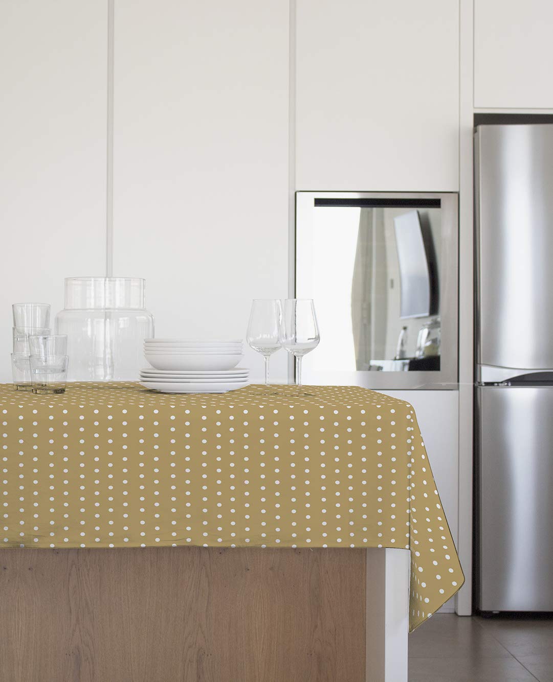 GEMITEX Plush Tablecloth Plus 140 x 240 cm PVC Polka Dove Grey Made in Italy