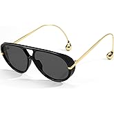 Cesunies Trendy Oversized Aviator Sunglasses for Women Men Retro Big Round Sun Glasses Vintage Shield Shades CS012