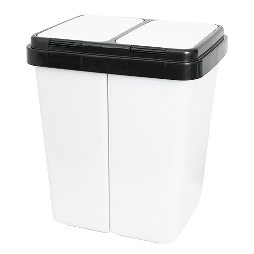 Grizzly Doppelmülleimer 2 x 25l Recycling - Abfallbehälter Mit 2-Fach Deckel - Lichtgrau