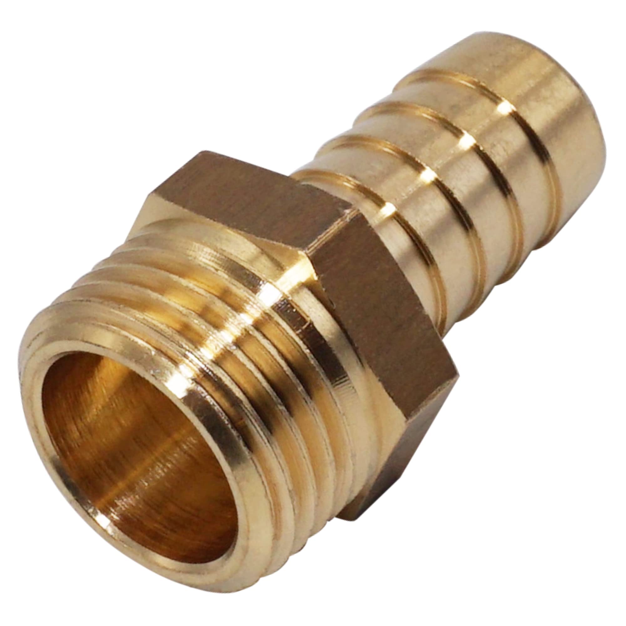 SKIR'CO 1 pc Male Thread Barb Brass Fitting 1/2" x 14 mm, Hose Barbed Adapter, Hose Tail Connector, BSP Thread