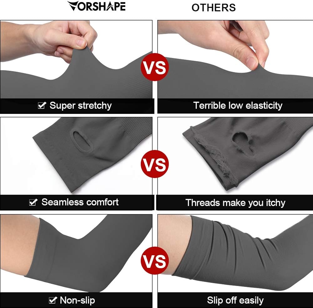 2 & 4 Pairs Sun Protection Arm Sleeves With Thumb Holes for Men & Women, Deep Grey: Clothing