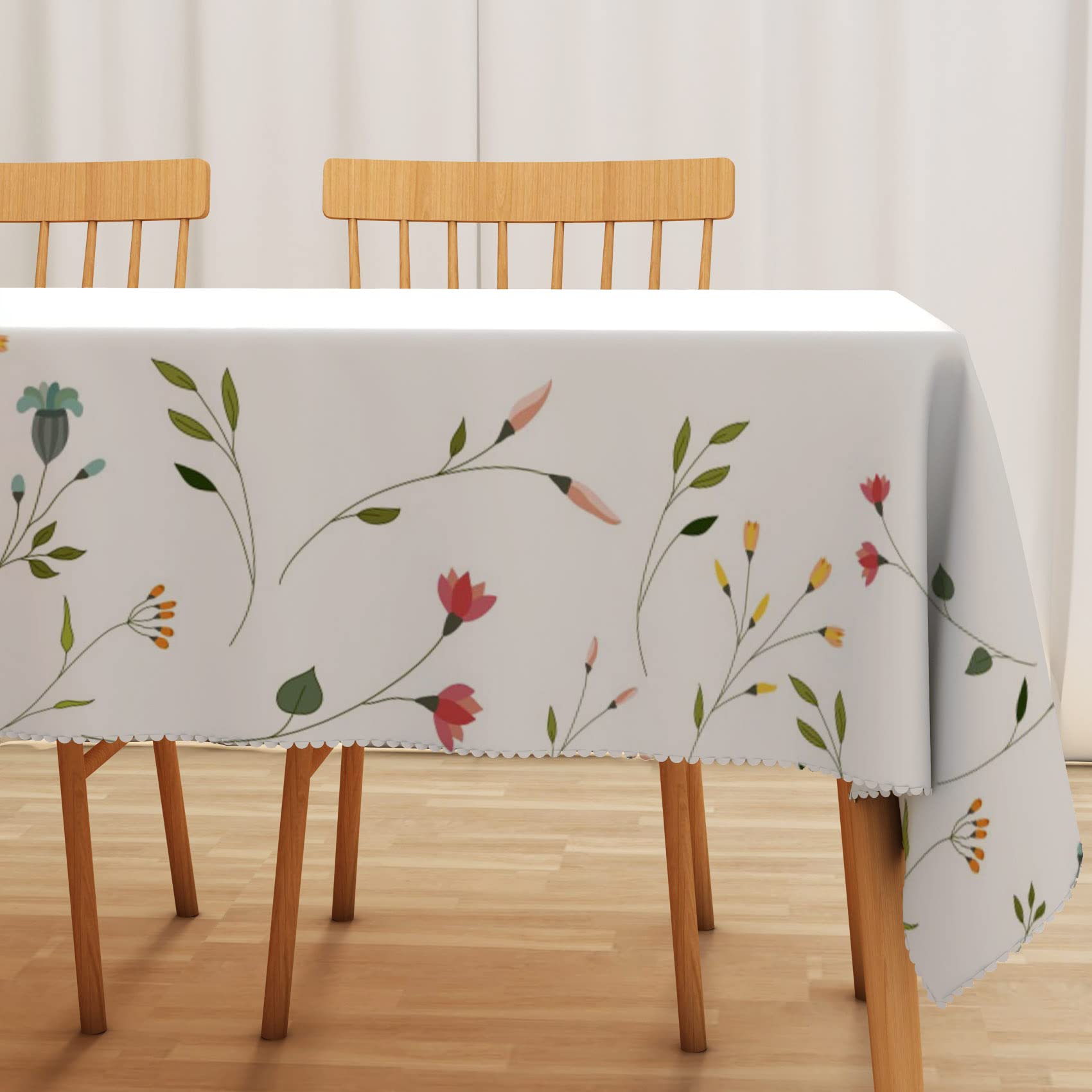 Bovlleetd 108x54inch Elegant Dining Table Tablecloth Edge Yellow Tulip Red Flower Table Cloth Simple Waterproof Tablecloths Birthday Party Cake Table Decoration Table Cloths Rectangular Table Cover