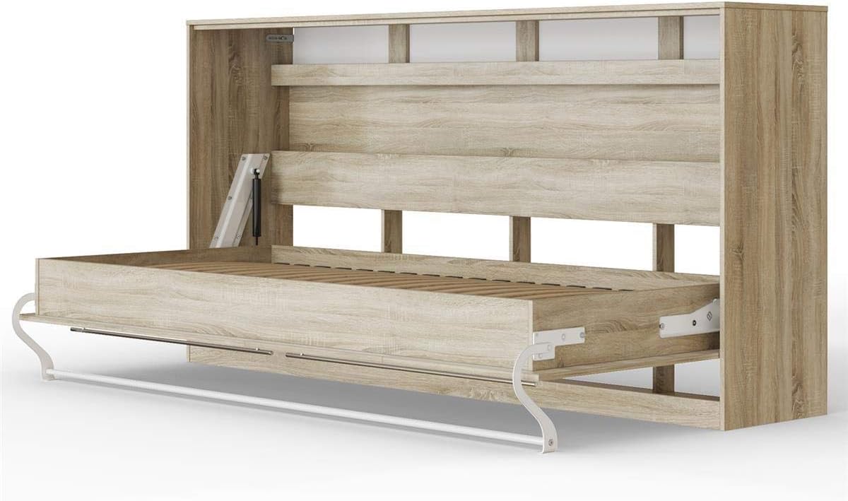 SMARTBett Standard folding wall bed with gas pressure springs (Oak Sonoma, 90x200 Horizontal)