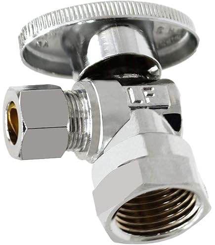 EZ-Fluid 100-Pack Chrome Brass 1/4-Turn Angle Stop Valve – 1/2" Nominal (5/8" OD Comp) X 3/8" OD Comp, Lead-Free, CUPC Approved, For Faucets, Toilets & Icemakers