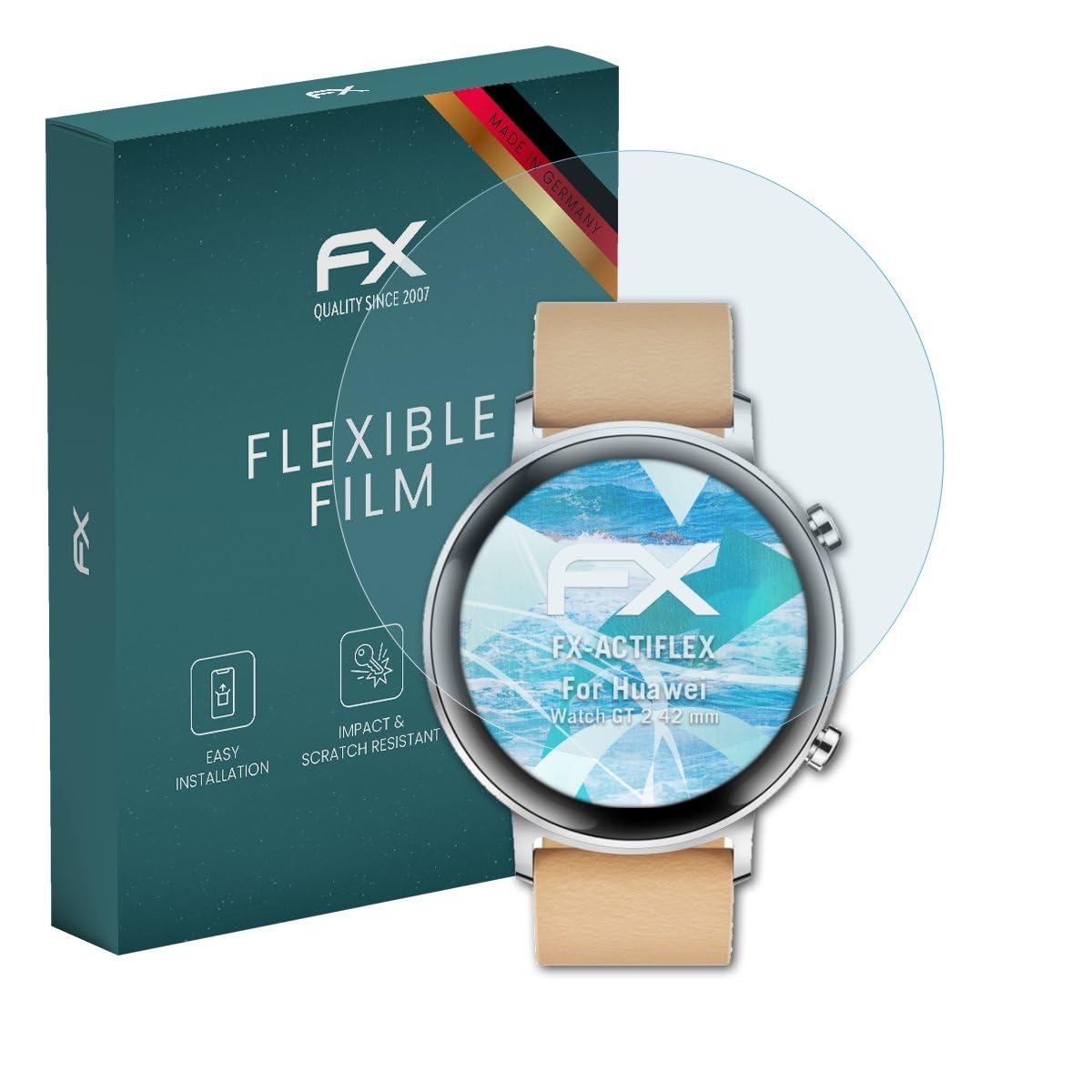 atFoliX Screen Protector compatible with Huawei Watch GT 2 42 mm Protector Film, ultra clear and flexible FX Screen Protection Film (3X)