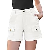 Rasutina Women Stretchy Cargo Shorts High Waisted Jean Shorts for Women 5 Inch Inseam Summer Denim Shorts Jorts