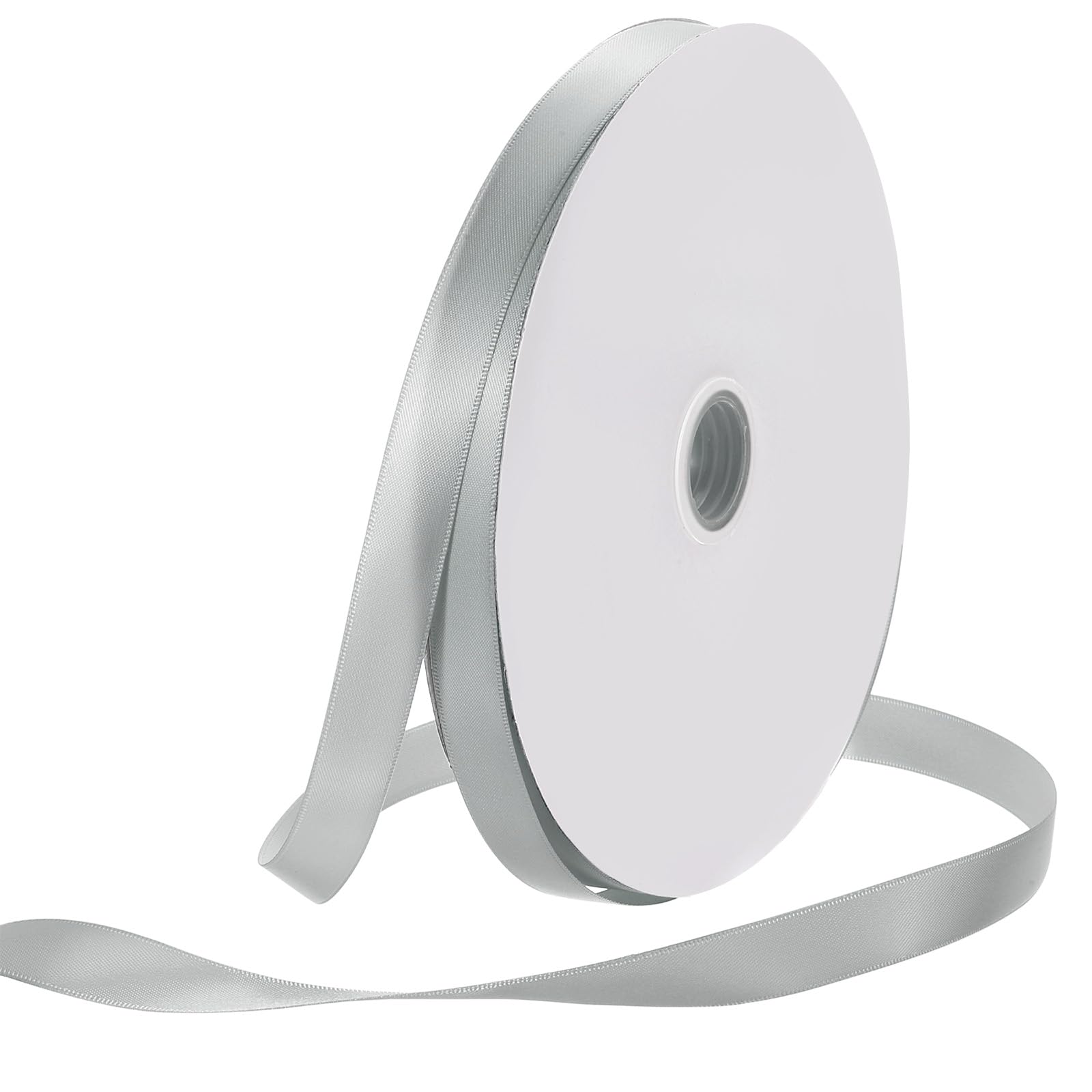Rebower 15mm Satin Ribbon 91m Thick Double Face Grosgrain Silk Ribbon, [for Gift Wrapping, Hair Bows, Wedding, Cake, Flower] - 100 Yard/300ft/ Grey