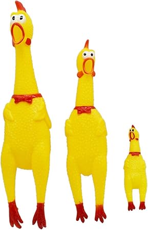 Amazon Chya ゴム製の叫ぶ鶏のおもちゃ ゴム製の鶏の叫ぶ鶏のきしむ音 超耐久性と面白いきしむ鶏の犬の噛むおもちゃ 知育 学習玩具 おもちゃ