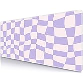Pastel Purple Desk mat, Checkered Pattern Large Mouse Pad, Protector Pad Writing Mat for Work Home Decor, Desk Pad, Gaming Mousepad, Big Mouse Pads for Office Computer Laptop, 31.5 X 11.8 in