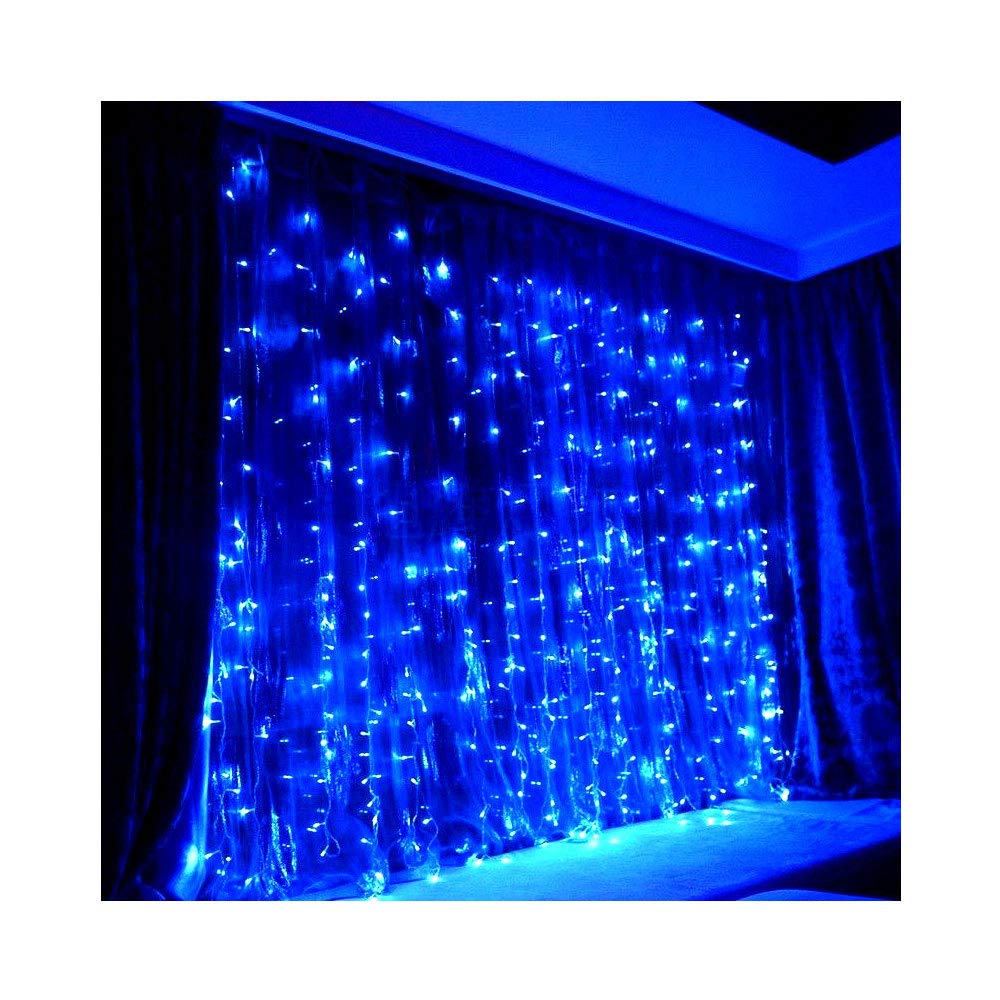 Safe Voltage Curtain Christmas Fairy Lights Blue 200 LED 2m*2m 20 Drops Plus a Massive 10M Lead Cable, 8 Modes with Memeory, 31V Safe Voltage (2M*2M 200LED, Blue)