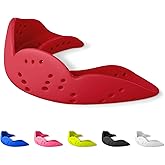 SISU Aero Large Mouthguard, Intense Red - 30% Stronger Protection for Lacrosse, Football, Hockey, Roller Derby, Team Sports - Remoldable Up to 20 Times - Ultra Slim - Works for Braces - Non Toxic