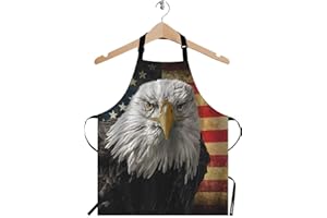 WONDERTIFY American Bald Eagle on Grunge Flag Apron, Bib Apron with Adjustable Neck for Men Women,Suitable for Home Kitchen Cooking Waitress Chef Grill Bistro Baking BBQ Hairdresser Cobbler Apron
