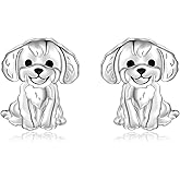 Dog Stud Earrings 925 Sterling Silver-Cute Puppy Earrings for Women-Hypoallergenic Dog Jewelry Gifts for Young Ones