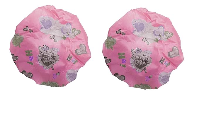 Kabello Bathroom Shower Cap Bathing Cap For Women For Swimming Pool Use Pink Set Of 2 Pack Of 1