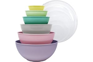 Home Gourmet, Gourmet Home 12Piece Polypropylene Nesting Mixing Bowl Set with Lids Multisized Tupperware Set (Lavender Pastel)