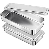 Funnymoom 2 Sets Stainless Steel Bread Loaf Pan with Lid 13 x 5 Inch Nonstick Large Rectangle Loaf Pans Baking Bakeware for Bread Meatloaf Lasagna Cake, Dishwasher Safe