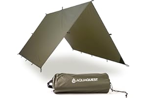 AquaQuest Guide Camping Tarp - Ultralight Tent Cover or Rain Fly - Waterproof Camping Gear Must Haves for Hiking, Hammock, Bivy & Survival