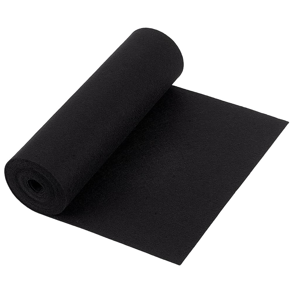 BENECREAT 3m Black Felt Roll, 24cm Wide Non Woven Felt Fabric, Craft Felt Fabric for Patchwork Sewing Deocoration Craft DIY, 1mm Thick