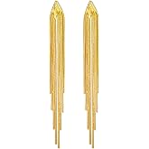 Trendy Long Tassel Earrings for Women,Minimalist Unique Metal Chain Tassel Earrings Statement Shiny Earrings Wedding Bridesmaid Prom Party Jewelry