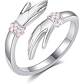 AXOMY Hug Rings 925 Sterling Silver Adjustable Hugging Hands Open Ring Promise Rings Jewelry Gift for Women