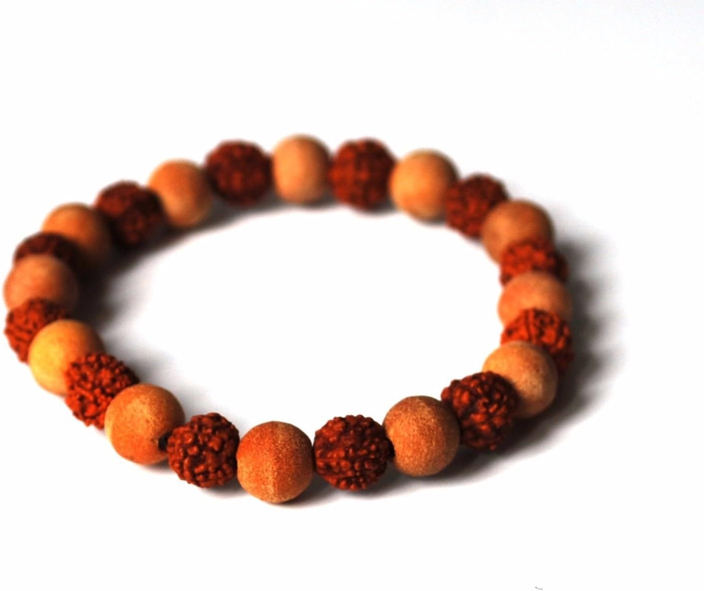 Reiki Energy Charged Rudraksha & Sandalwood Seeds Beaded Bracelet (Beautifully Gift Wrapped)