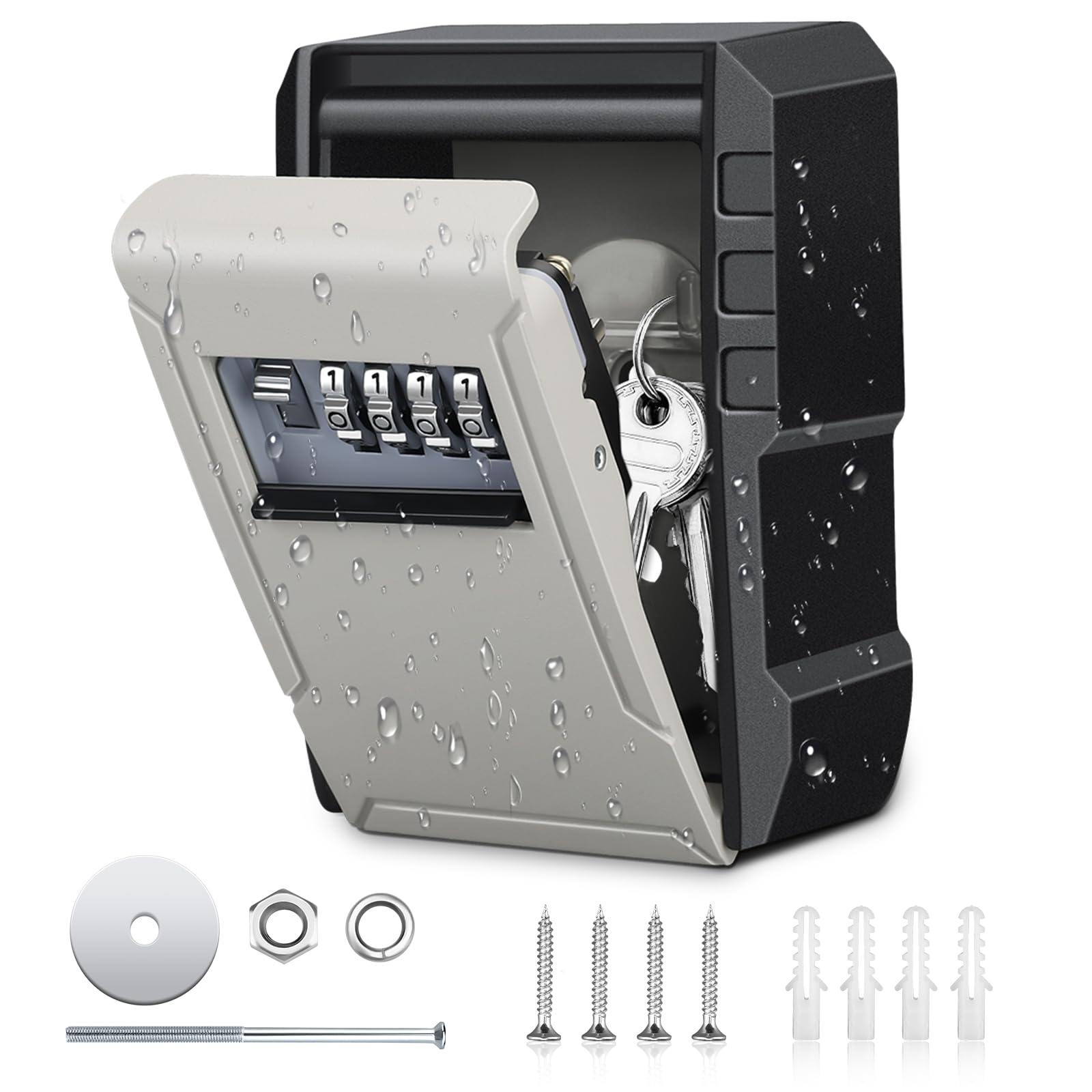 Photo 1 of ?Updated Version?ELECTOP Key Lock Box Wall Mount, Security Lock Boxes for House Key, Resettable Code Key Box with 4-Digit, Key Safe Lockbox for Indoor, Outdoor, Garage, Garden, Store(1 Pack)