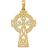 JewelryWeb 14k White Gold Open Polished and Textured Irish Claddagh Celtic Trinity Knot Religious Faith Cross Pendant Necklace 30x18mm Wide Pendant for Women