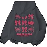 Lubpow Girl's Cute Pink Bow Hoodie Aesthetic Preppy Sweatshirts Kids Casual Kawaii Bows Letter Graphic Hoodies Pullover Tops
