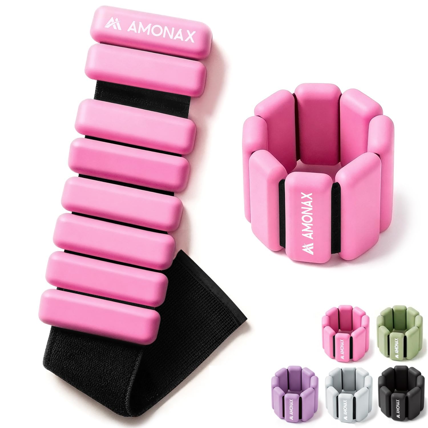 Amonax Adjustable Ankle and Wrist Weights Set, Fitness Leg Weights for Women Men, 1lb/2lb Pair for Strength Training, Pilates Weights Running Swimming Weights, Hand Arm Weights for Yoga, Dance