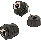 InstallerParts CAT6 RJ45 Shielded Industrial Panel Mount Bulkhead Ethernet Female to Female Feed Thru Coupler - Waterproof RJ