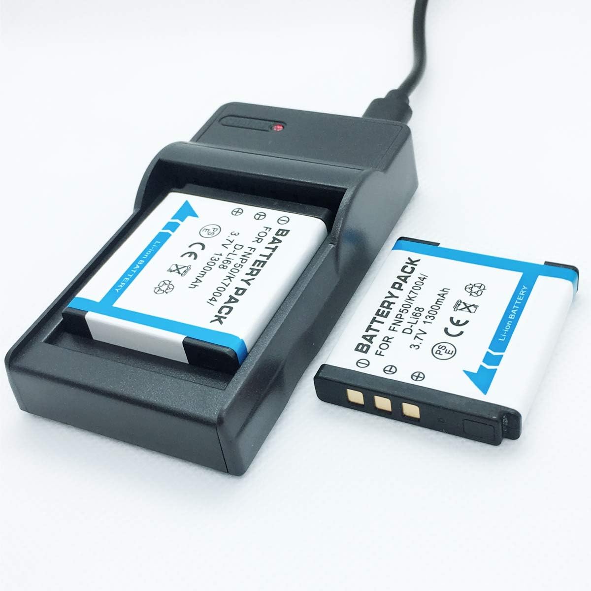 Battery 2 Pack and USB Rapid Travel Charger for Fujifilm NP-50, NP50, NP-50A, NP50A